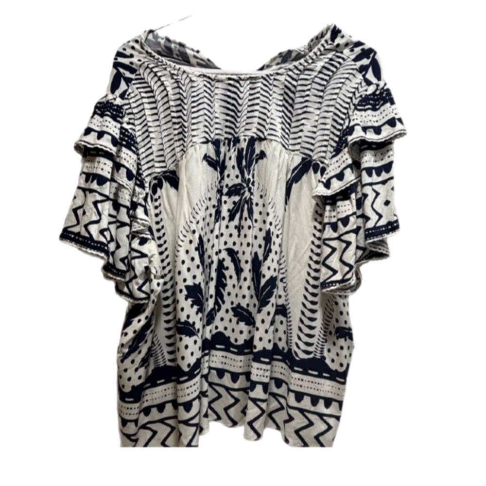 Rose & Olive Navy and White Blouse